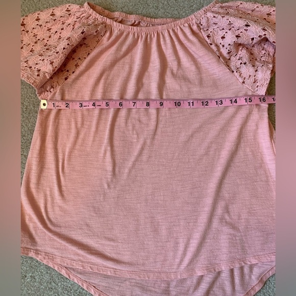 Old Navy Womens Boho Lace Crochet Flutter Sleeve Top Pink Size M. - Picture 7 of 7